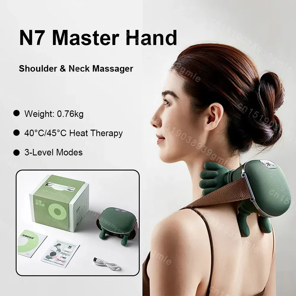 Experience Ultimate Relaxation with the Bionic Neck and Shoulder Massager – Electric Heated Kneading Pillow for Neck, Waist, and Leg