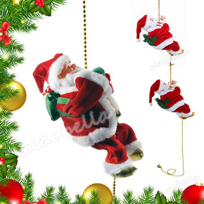 Delightful Battery Operated Climbing Santa Claus - Musical Christmas Tree Ornament for Festive Cheer