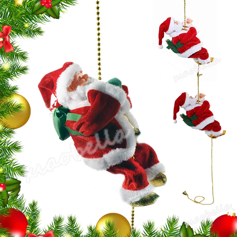 Bring Christmas Cheer with Our Battery Operated Climbing Santa Claus Musical Ornament - Perfect for Tree Hanging and Festive Decor!