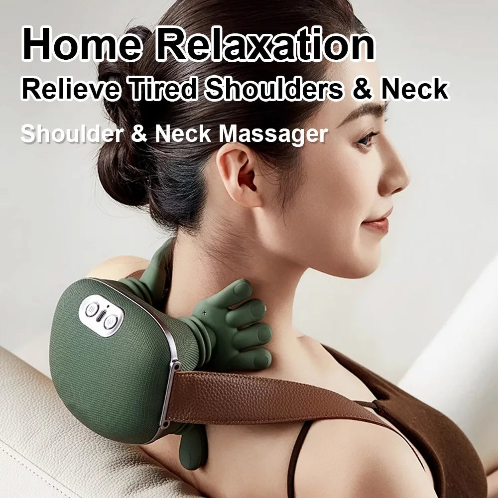 Experience Ultimate Relaxation with the Bionic Neck and Shoulder Massager – Electric Heated Kneading Pillow for Neck, Waist, and Leg